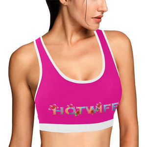 Pink/White Women's All Over Print Sports Bra (Model T52)