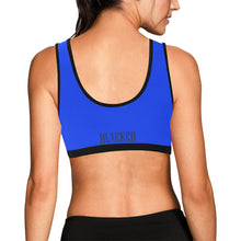 Load image into Gallery viewer, Bright Blue/Black Women&#39;s All Over Print Sports Bra (Model T52)