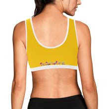 Load image into Gallery viewer, Yellow/White Women&#39;s All Over Print Sports Bra (Model T52)