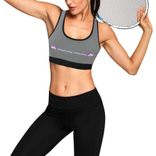 Load image into Gallery viewer, Grey/Black Women&#39;s All Over Print Sports Bra (Model T52)