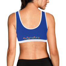 Load image into Gallery viewer, Dark Blue/White Women&#39;s All Over Print Sports Bra (Model T52)