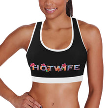 Load image into Gallery viewer, Black/White Women&#39;s All Over Print Sports Bra (Model T52)