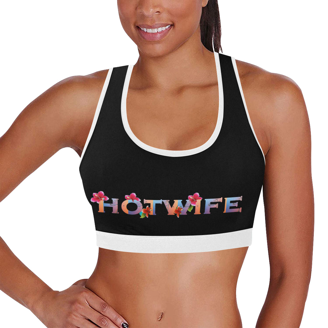 Black/White Women's All Over Print Sports Bra (Model T52)