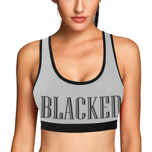 Load image into Gallery viewer, Silver/Black Women&#39;s All Over Print Sports Bra (Model T52)