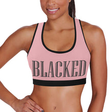 Load image into Gallery viewer, Light Pink/Black Women&#39;s All Over Print Sports Bra (Model T52)