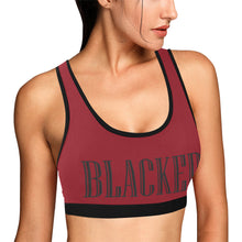 Load image into Gallery viewer, Burgandy/Black Women&#39;s All Over Print Sports Bra (Model T52)