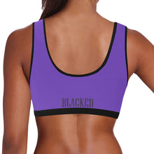 Load image into Gallery viewer, Purple/Black Women&#39;s All Over Print Sports Bra (Model T52)