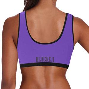 Purple/Black Women's All Over Print Sports Bra (Model T52)