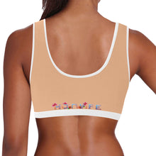 Load image into Gallery viewer, Peach/White Women&#39;s All Over Print Sports Bra (Model T52)