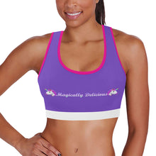 Load image into Gallery viewer, Purple/Pink/White Women&#39;s All Over Print Sports Bra (Model T52)