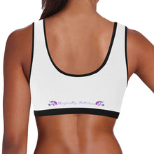 Load image into Gallery viewer, White/Black Women&#39;s All Over Print Sports Bra (Model T52)