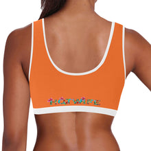 Load image into Gallery viewer, Orange/White Women&#39;s All Over Print Sports Bra (Model T52)