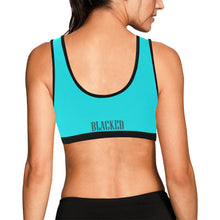 Load image into Gallery viewer, Teal/Black Women&#39;s All Over Print Sports Bra (Model T52)