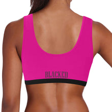 Load image into Gallery viewer, Pink/Black Women&#39;s All Over Print Sports Bra (Model T52)