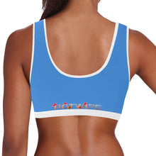 Load image into Gallery viewer, Blue/White Women&#39;s All Over Print Sports Bra (Model T52)