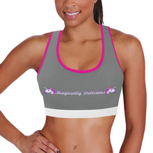 Load image into Gallery viewer, Grey/Pink/White Women&#39;s All Over Print Sports Bra (Model T52)