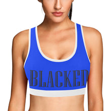 Load image into Gallery viewer, Bright Blue/White Women&#39;s All Over Print Sports Bra (Model T52)