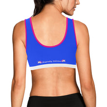 Load image into Gallery viewer, Blue/White/Pink Women&#39;s All Over Print Sports Bra (Model T52)