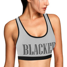 Load image into Gallery viewer, Silver/Black Women&#39;s All Over Print Sports Bra (Model T52)