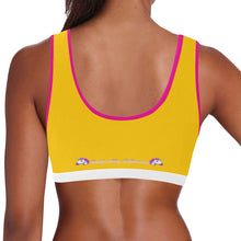 Load image into Gallery viewer, Yellow/Pink/White Women&#39;s All Over Print Sports Bra (Model T52)