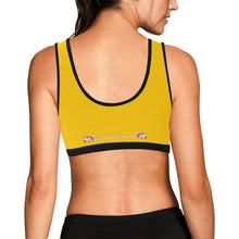 Load image into Gallery viewer, Yellow/Black Women&#39;s All Over Print Sports Bra (Model T52)