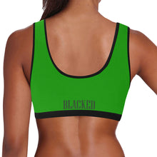 Load image into Gallery viewer, Green/Black Women&#39;s All Over Print Sports Bra (Model T52)