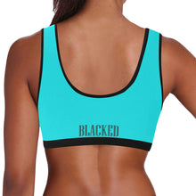 Load image into Gallery viewer, Teal/Black Women&#39;s All Over Print Sports Bra (Model T52)