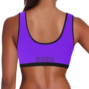 Bright Purple/White Women's All Over Print Sports Bra (Model T52)