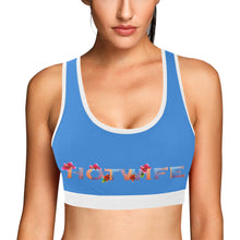 Load image into Gallery viewer, Blue/White Women&#39;s All Over Print Sports Bra (Model T52)