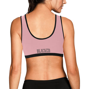 Light Pink/Black Women's All Over Print Sports Bra (Model T52)