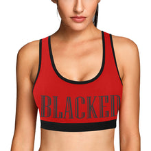 Load image into Gallery viewer, Red/Black Women&#39;s All Over Print Sports Bra (Model T52)