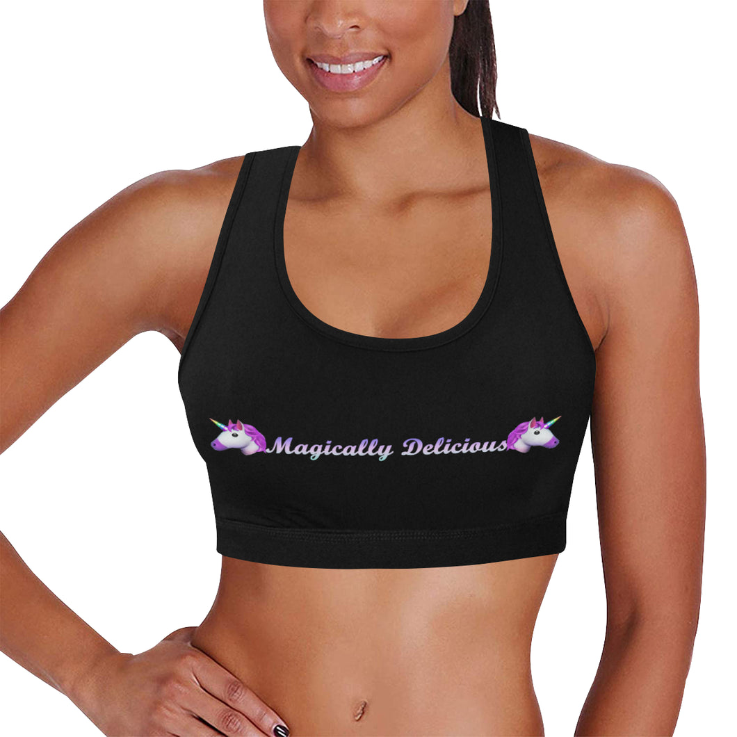 Black Women's All Over Print Sports Bra (Model T52)