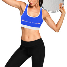 Load image into Gallery viewer, Blue/White Women&#39;s All Over Print Sports Bra (Model T52)