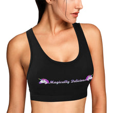 Load image into Gallery viewer, Black Women&#39;s All Over Print Sports Bra (Model T52)