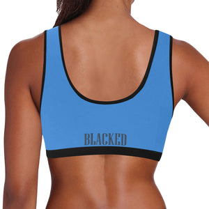 Blue/Black Women's All Over Print Sports Bra (Model T52)