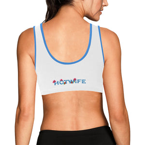 White/blue Women's All Over Print Sports Bra (Model T52)