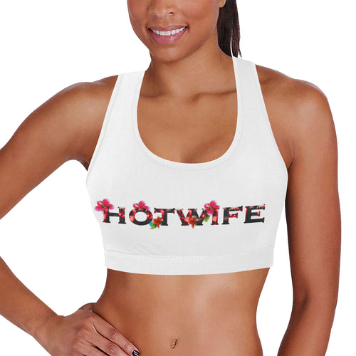 white/white Women's All Over Print Sports Bra (Model T52)