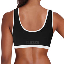 Load image into Gallery viewer, Black/White Women&#39;s All Over Print Sports Bra (Model T52)