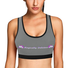 Load image into Gallery viewer, Grey/Black Women&#39;s All Over Print Sports Bra (Model T52)