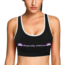 Load image into Gallery viewer, Black/White Women&#39;s All Over Print Sports Bra (Model T52)