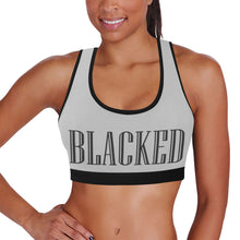 Load image into Gallery viewer, Silver/Black Women&#39;s All Over Print Sports Bra (Model T52)