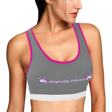 Load image into Gallery viewer, Grey/Pink/White Women&#39;s All Over Print Sports Bra (Model T52)