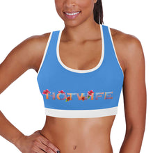 Load image into Gallery viewer, Blue/White Women&#39;s All Over Print Sports Bra (Model T52)