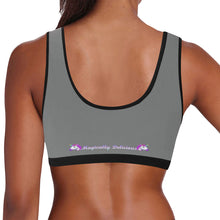 Load image into Gallery viewer, Grey/Black Women&#39;s All Over Print Sports Bra (Model T52)