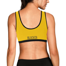 Load image into Gallery viewer, Yellow/Black Women&#39;s All Over Print Sports Bra (Model T52)