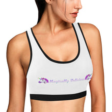 Load image into Gallery viewer, White/Black Women&#39;s All Over Print Sports Bra (Model T52)