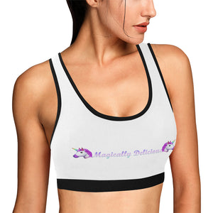 White/Black Women's All Over Print Sports Bra (Model T52)