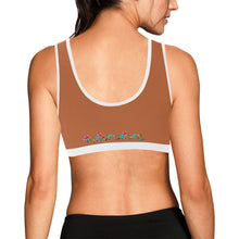 Load image into Gallery viewer, Light Brown/White Women&#39;s All Over Print Sports Bra (Model T52)