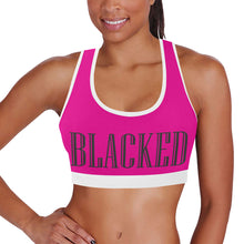 Load image into Gallery viewer, Pink/White Women&#39;s All Over Print Sports Bra (Model T52)