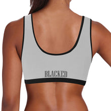 Load image into Gallery viewer, Silver/Black Women&#39;s All Over Print Sports Bra (Model T52)